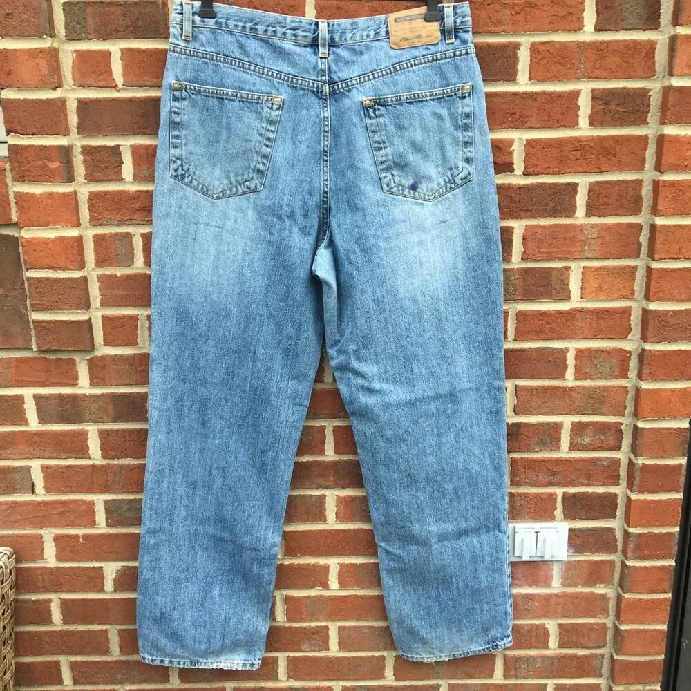 Eddie Bauer Jeans Mens Size 32 Loose Fit Distressed VTG Y2K